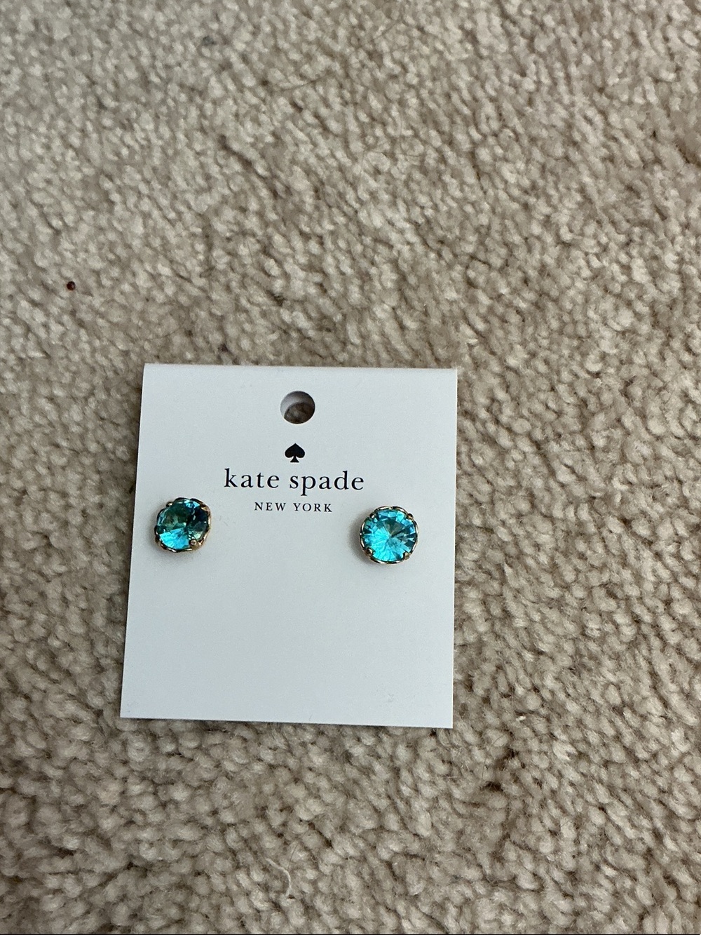 kate spade teal crystal round stud earrings brand new